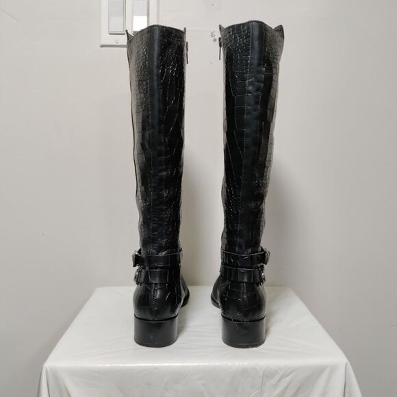 Napoleoni Leather Pull On Knee Length Equestrian Riding Boots Black Women's 8.5 - Picture 9 of 15